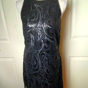 Miss Me Sequin Dress L Black Backless Knee Length